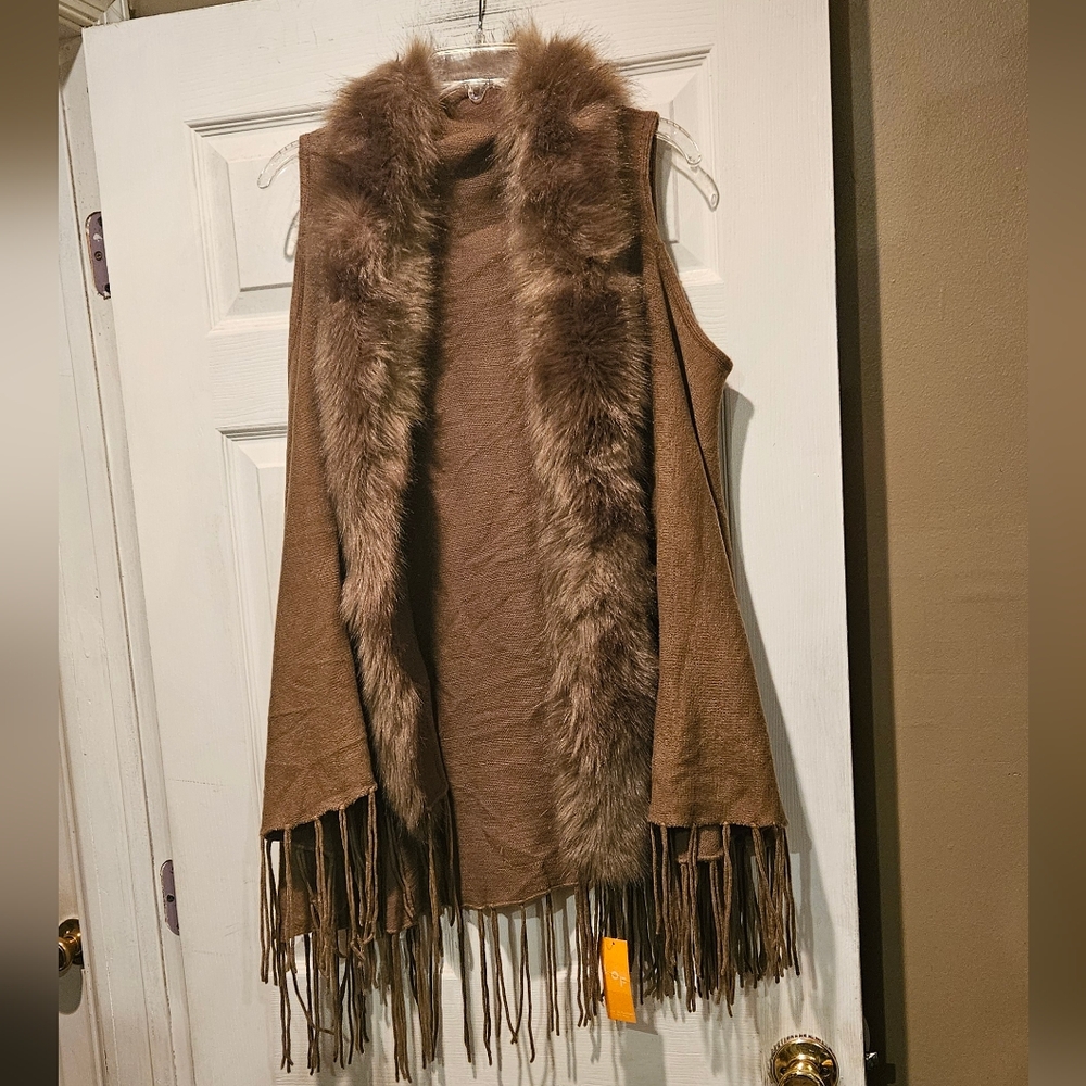 LOVE OF FASHION CARDIGAN WITH FAUX FUR TRIM